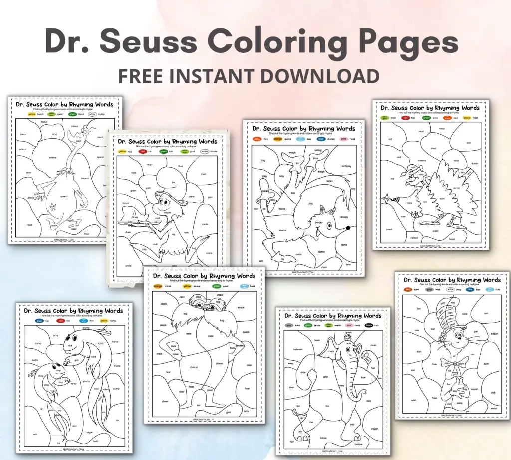 Dr Seuss Coloring Pages Free Printable Activity Made In A Pinch