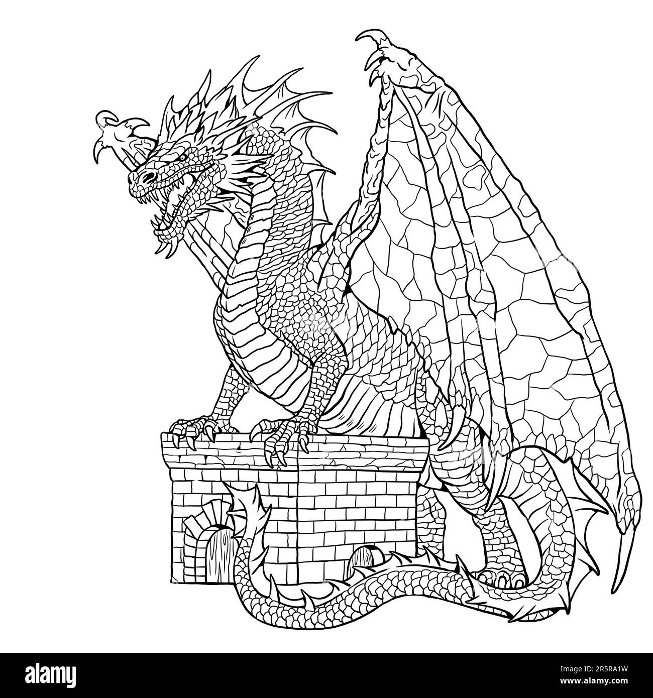 Dragon Coloring Page Fantasy Illustration With Mythical Creature Dragon Drawing Coloring Sheet Stock Photo Alamy Dragon Coloring Page Fantasy Illustration With Mythical Creature Dragon Drawing Coloring Sheet Stock Photo Alamy