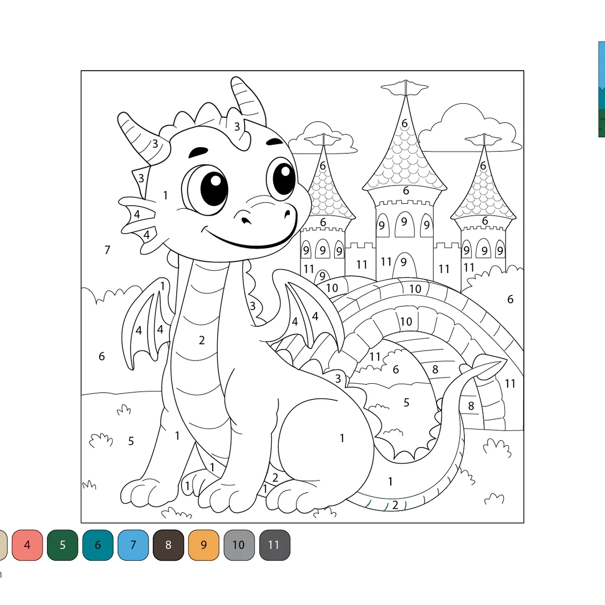 dragon color by number