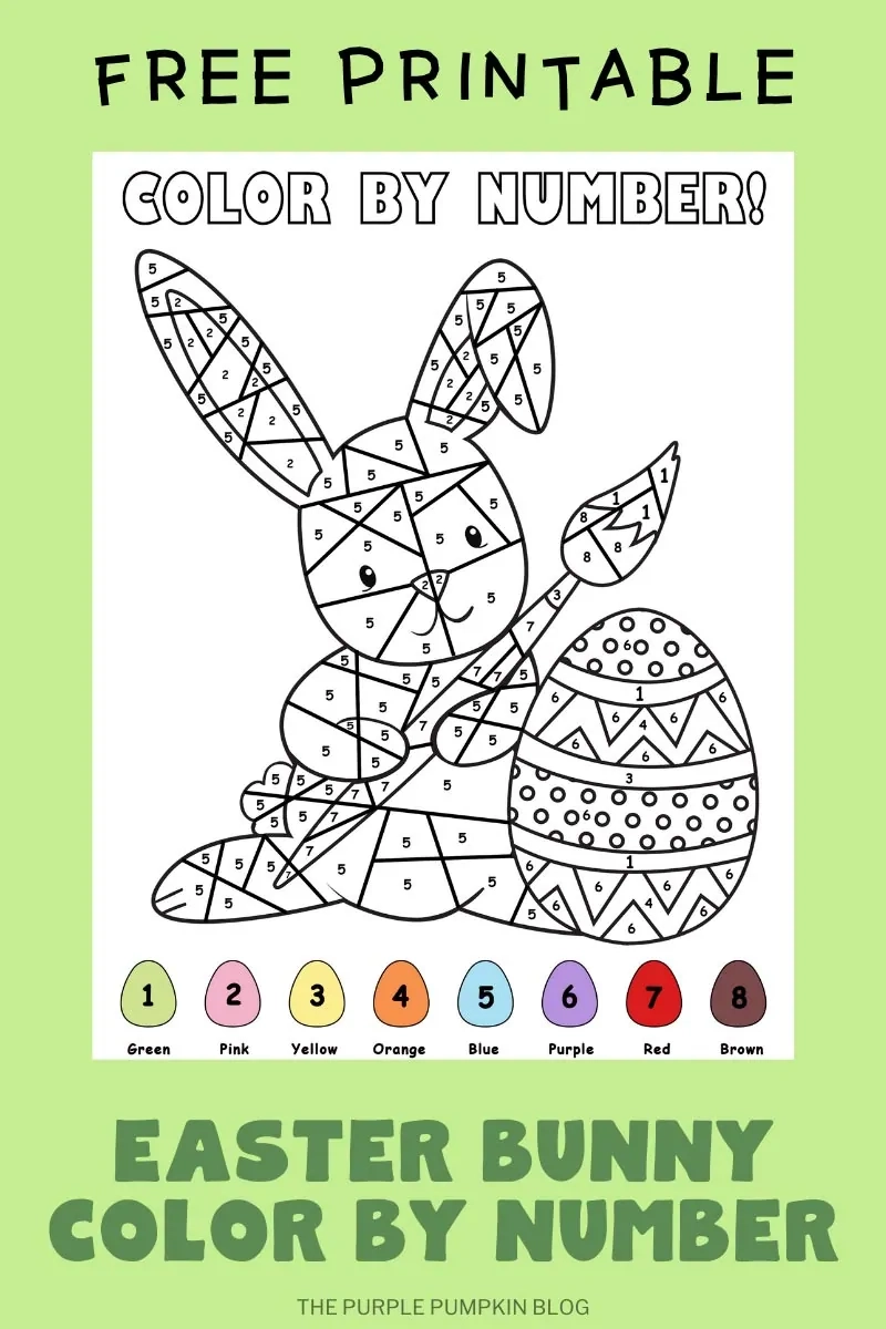 Easter Bunny Color By Number Free Printable Free Easter Activities