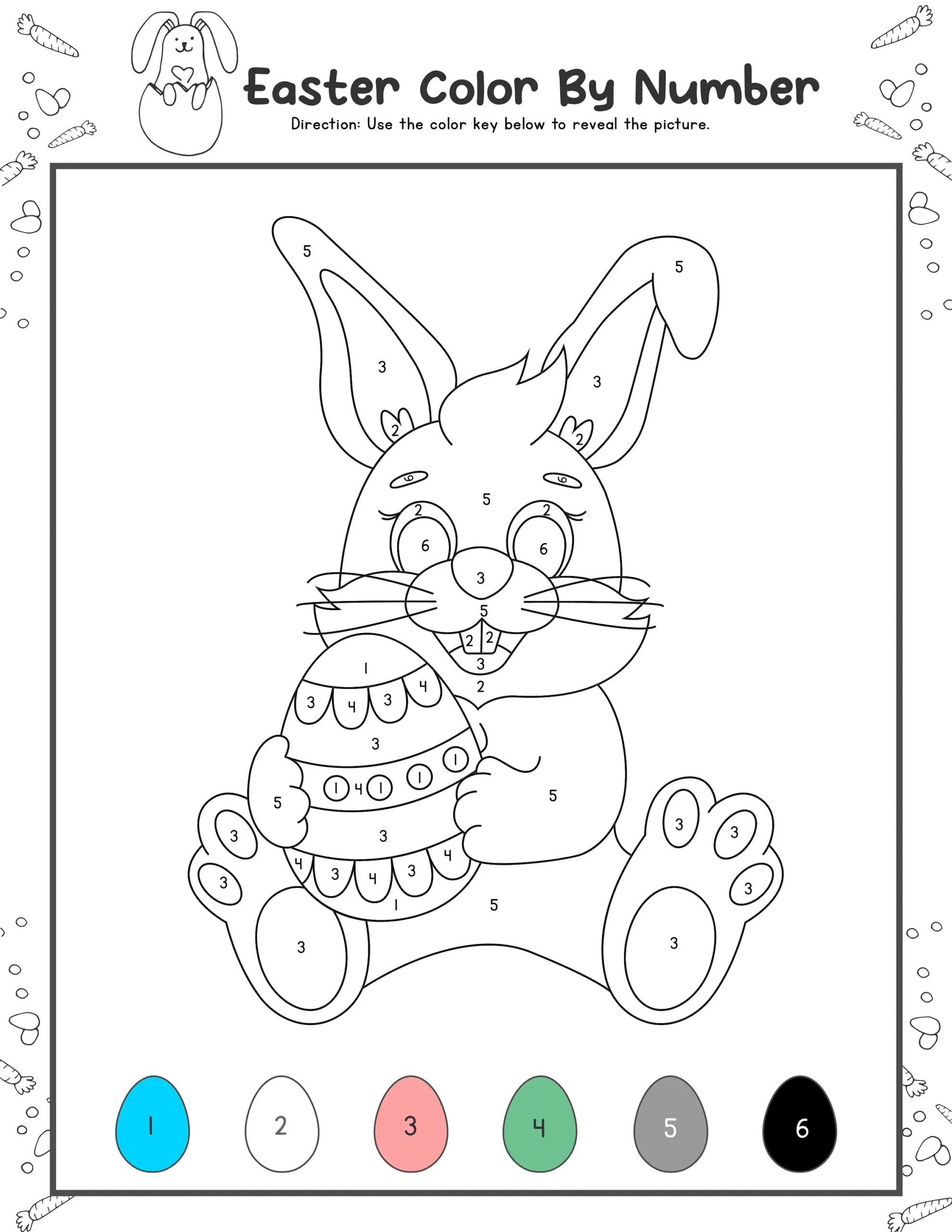 Easter Color By Number Holiday Worksheets Printable For Kids Coloring Activity Etsy Hong Kong