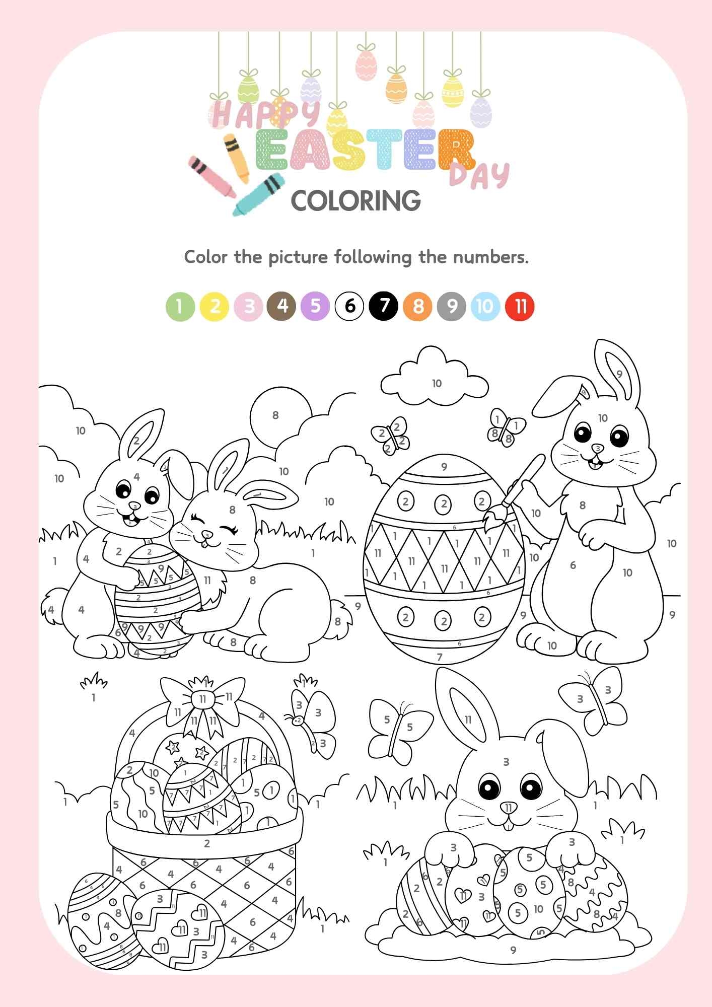 color by number easter printable