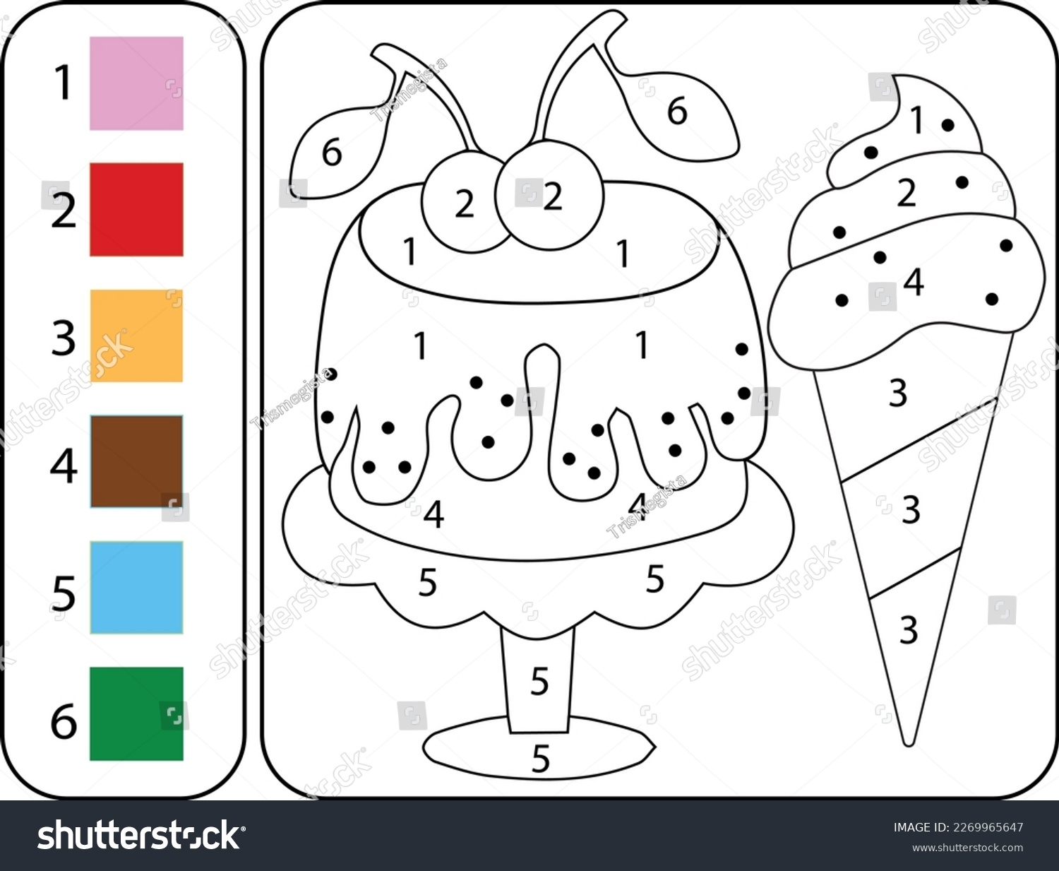 Educational Coloring Page By Numbers Kids Stock Vector Royalty Free 2269965647 Shutterstock