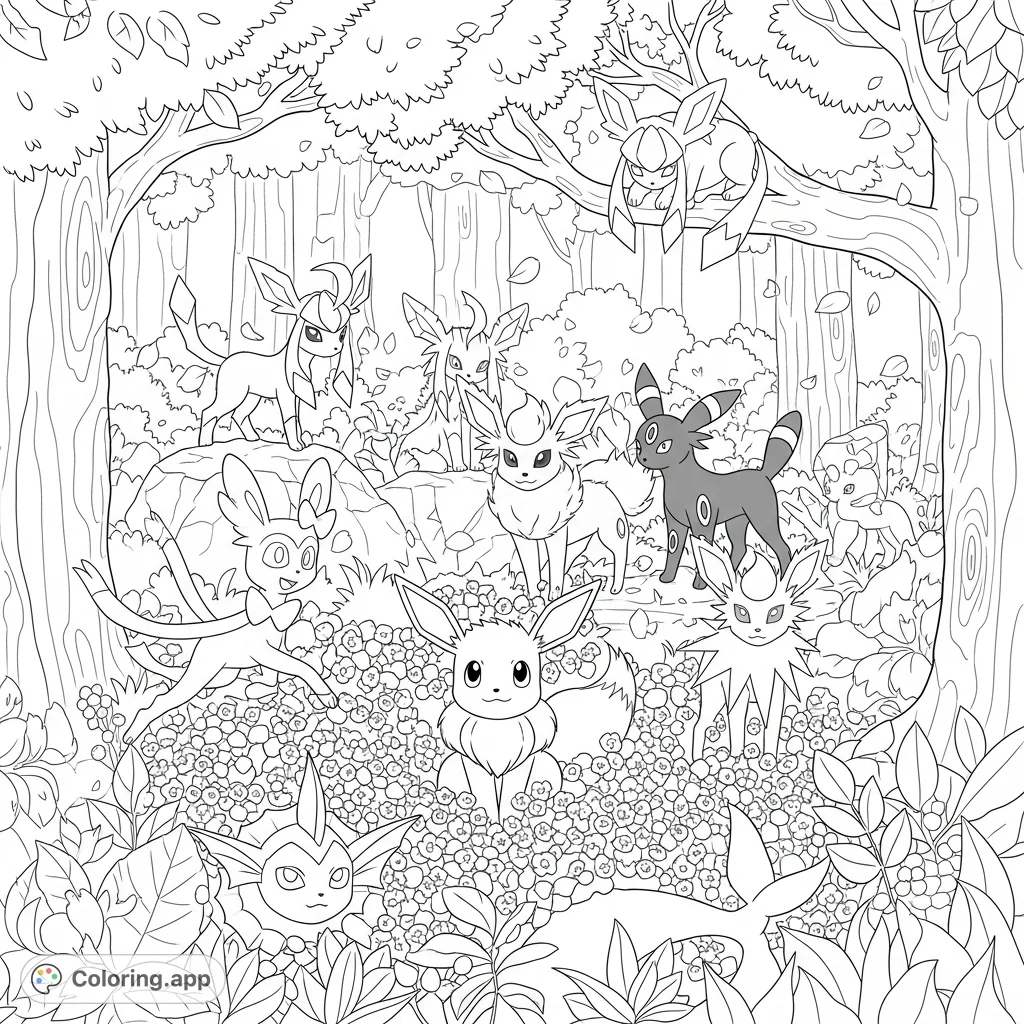 Eevee s Forest Gathering Coloring app