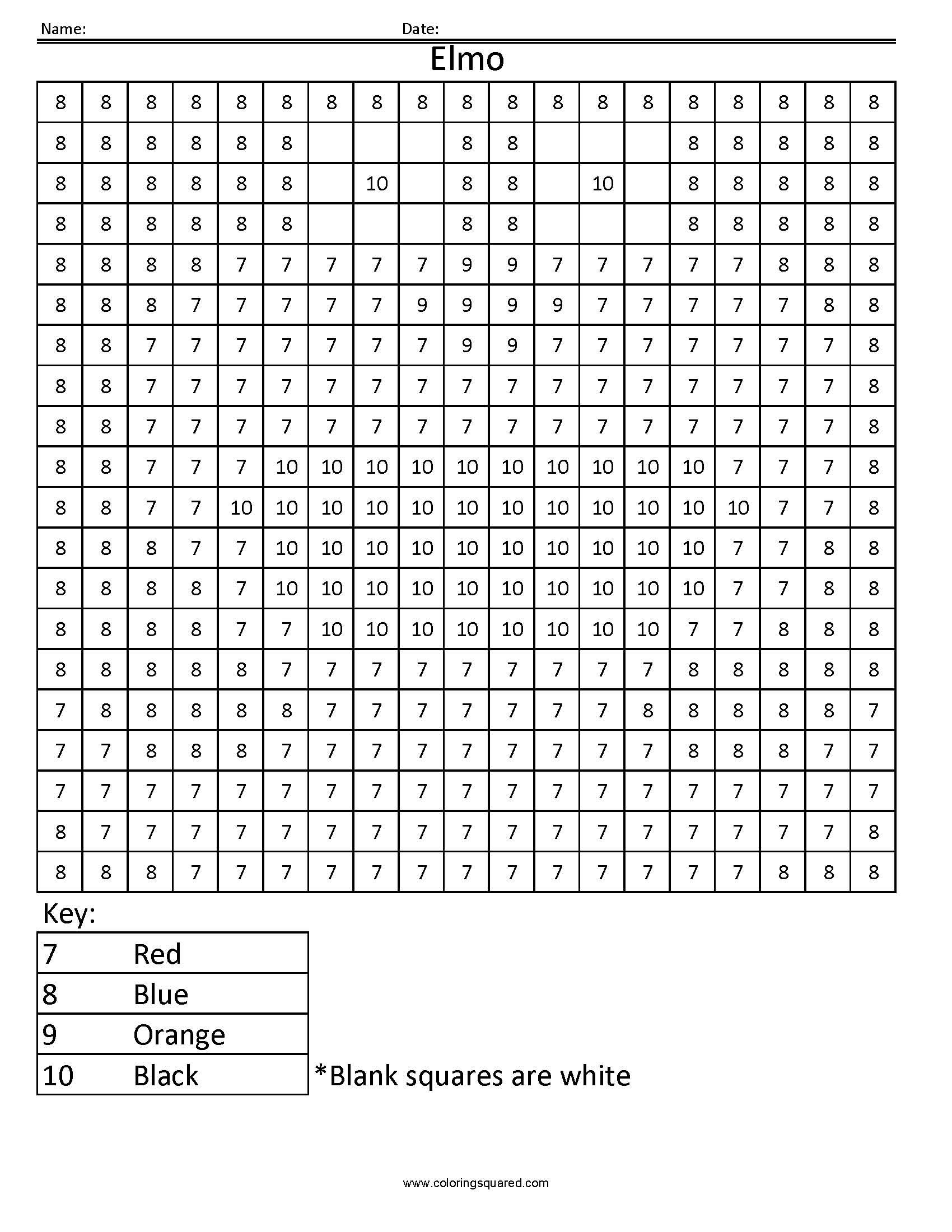 color by number squares