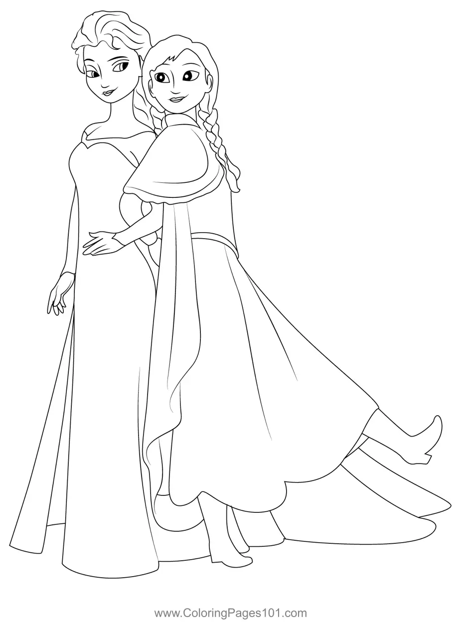 Elsa And Anna Coloring Page For Kids Free Frozen Printable Coloring Pages Online For Kids ColoringPages101 Coloring Pages For Kids