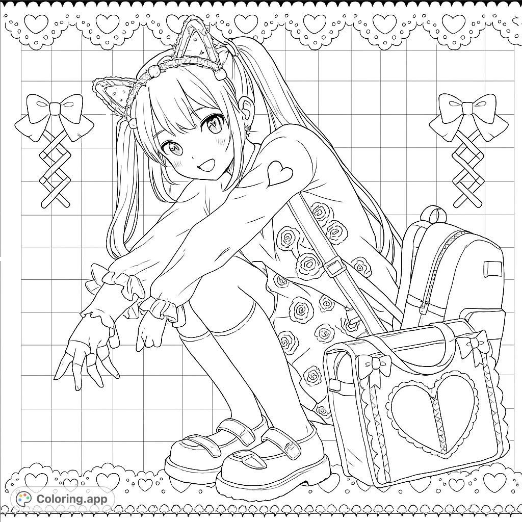 kawaii anime coloring pages