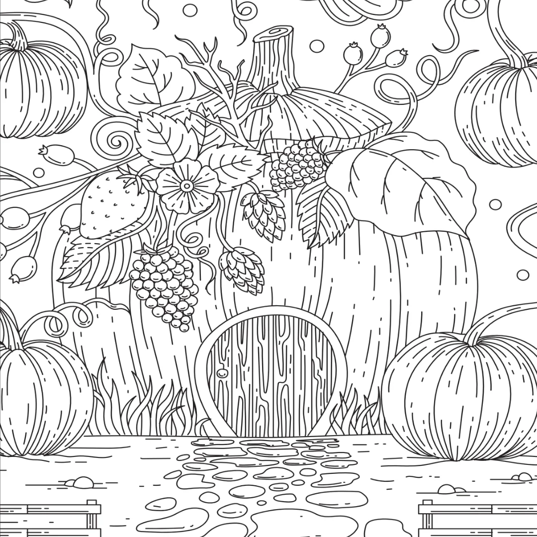 Enchanted Autumn Colouring Page Castle Arts