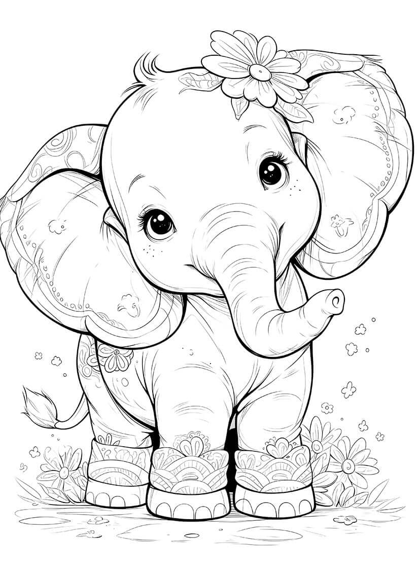 coloring book pages of elephants
