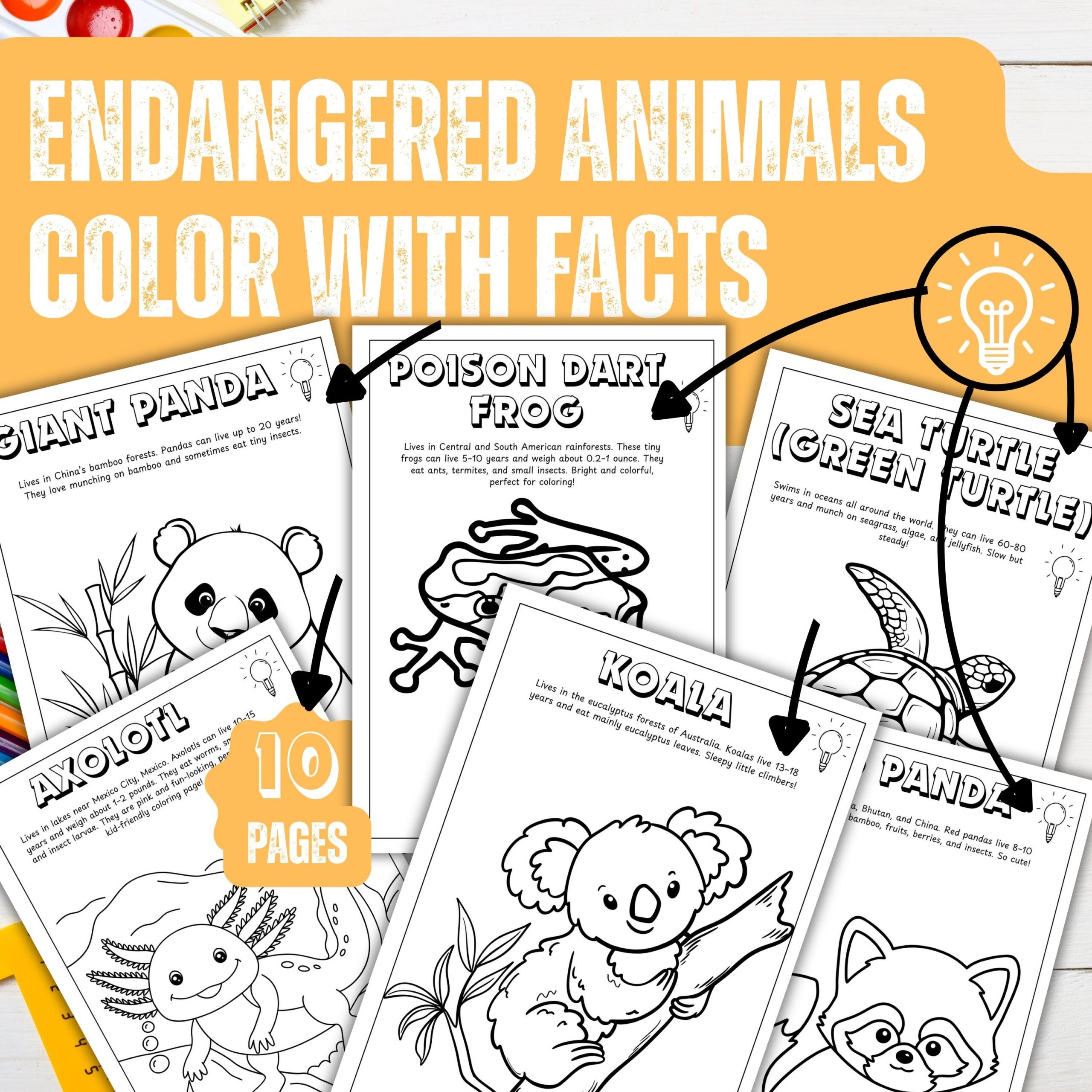 Endangered Animals Coloring Pages For Kids Educational Wildlife Worksheets Fun Learning Sheets Conservation Awareness PDF Download Etsy Israel