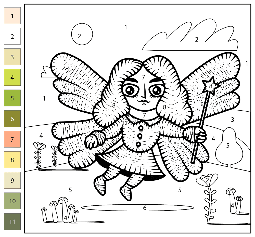 Fairy Color By Number Coloring Page Free Printable Fairy Color By Number Coloring Page Free Printable