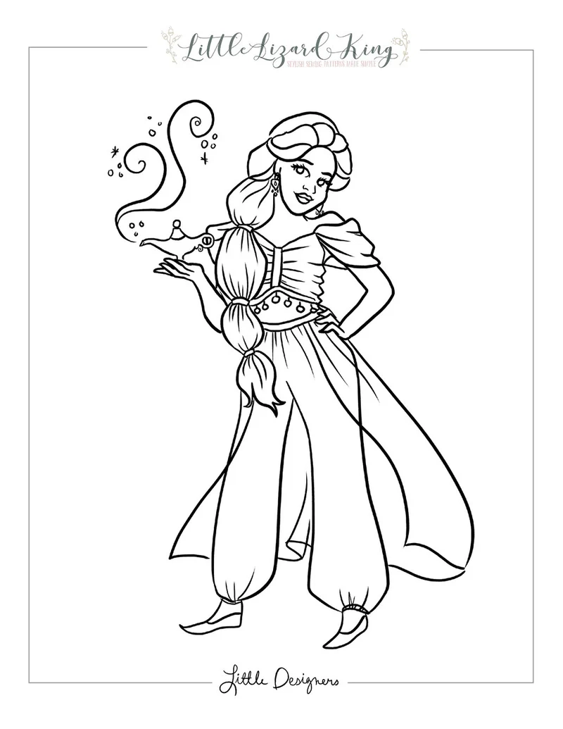 Fairytale Magic Jasmine Coloring Page Little Lizard King