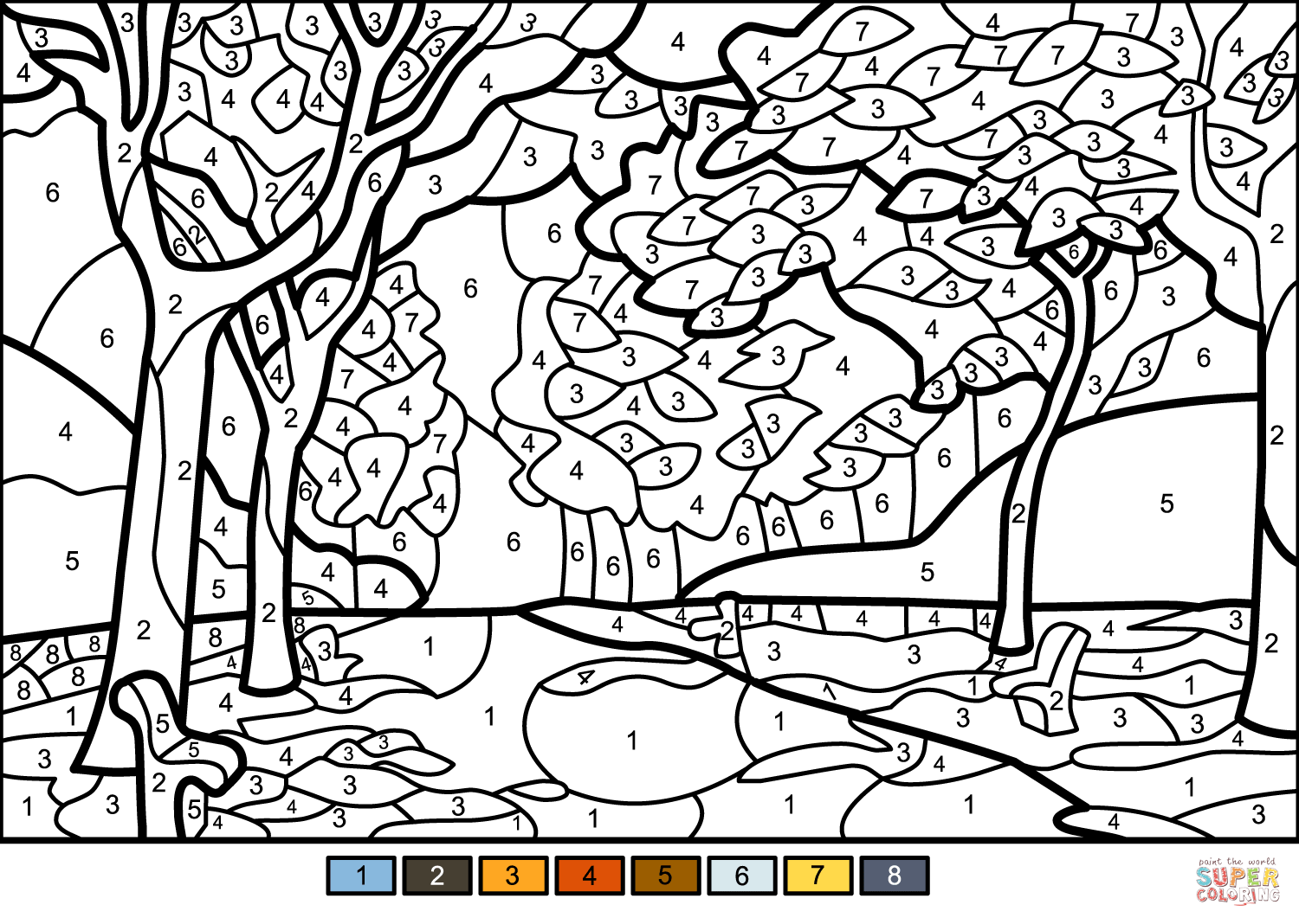 Fall Color By Number 30 Free Printable Coloring Pages