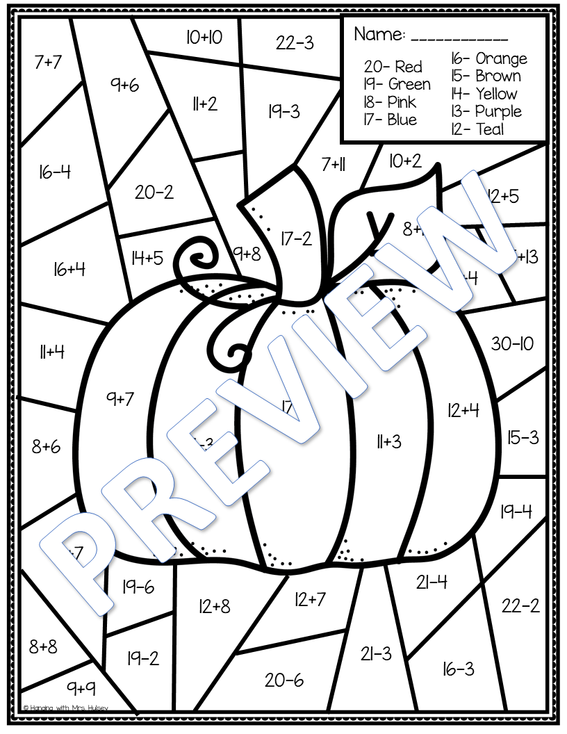 Fall Color By Number Addition And Subtraction My WordPress Fall Color By Number Addition And Subtraction My WordPress