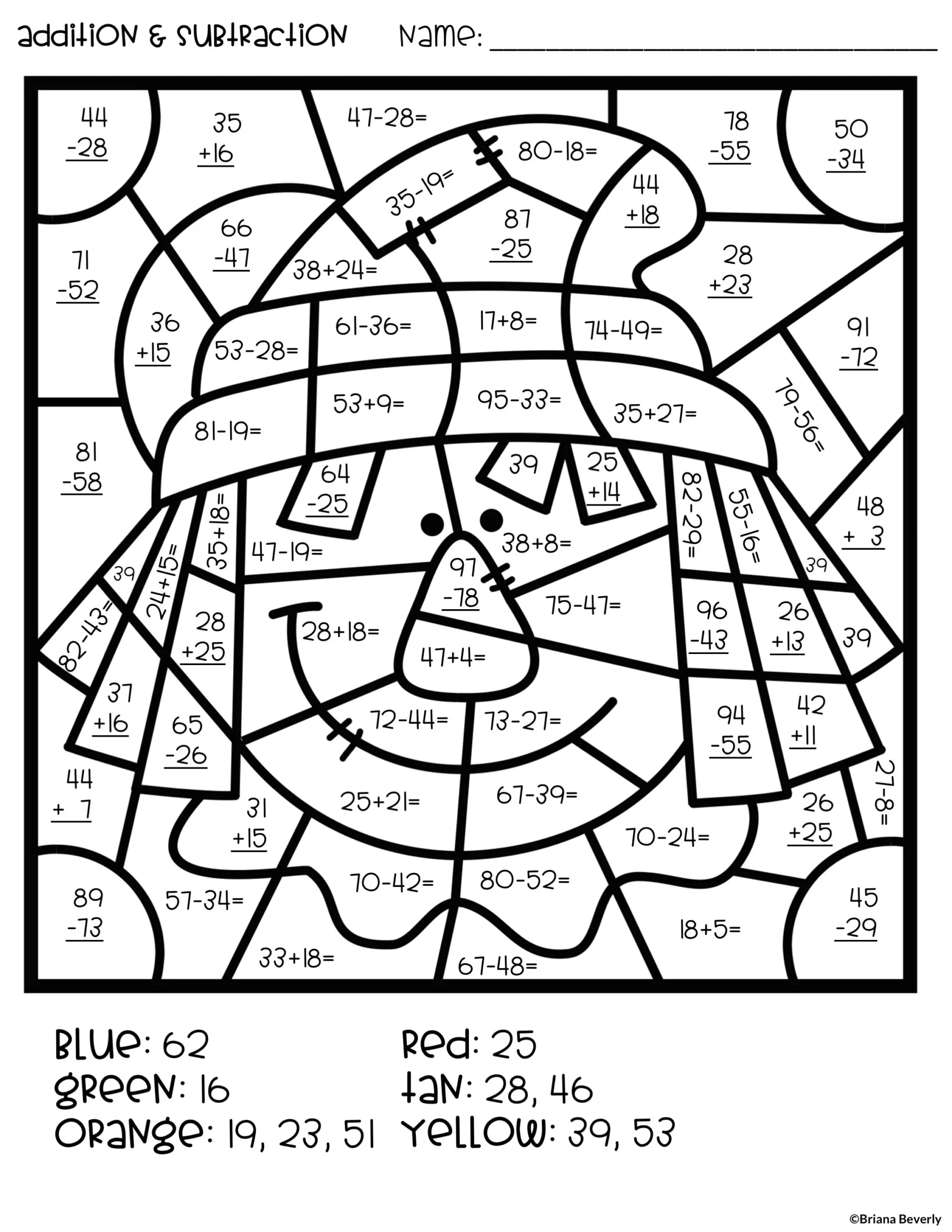 Fall Color By Number Double Digit Addition Subtraction Teaching With Briana Beverly Fall Color By Number Double Digit Addition Subtraction Teaching With Briana Beverly