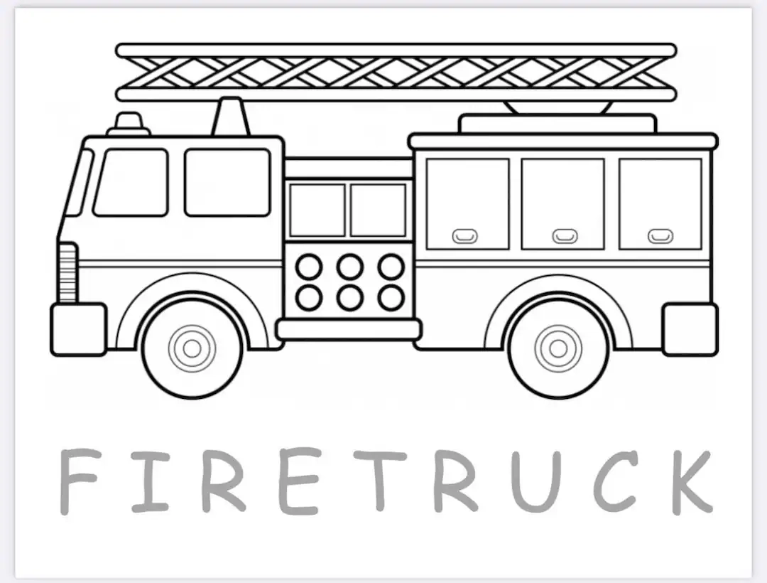 Firetruck Coloring Sheet Etsy