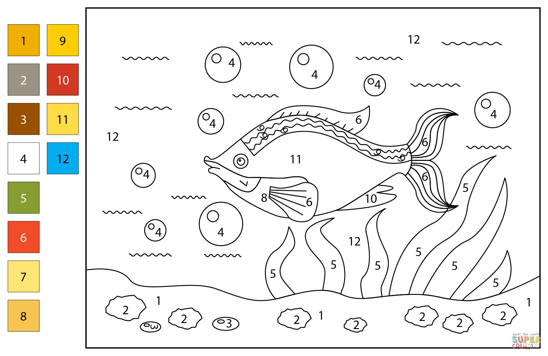 Fish Color By Number Coloring Page Free Printable
