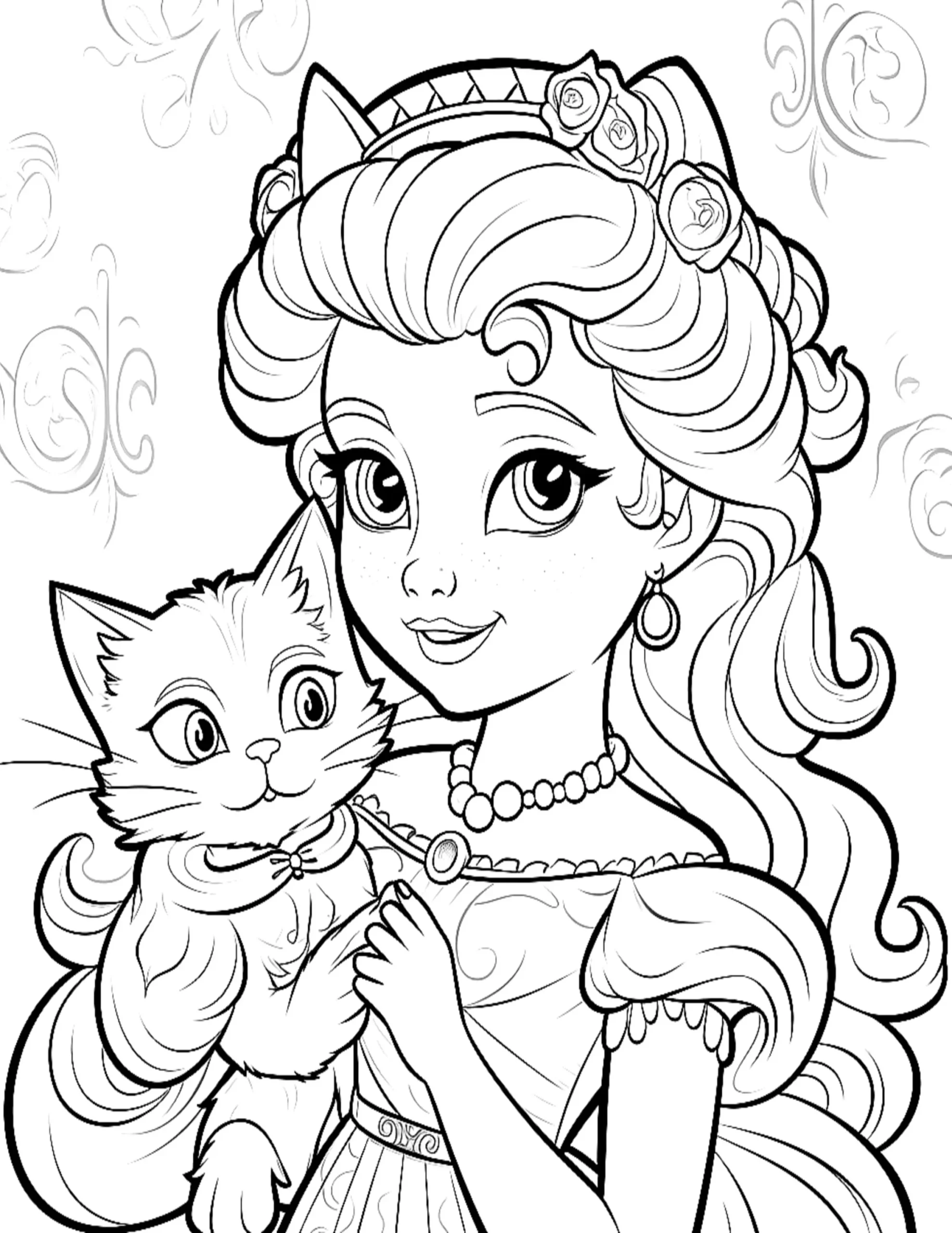Five Kitten Princess Coloring Sheets For Instant Download Etsy Five Kitten Princess Coloring Sheets For Instant Download Etsy