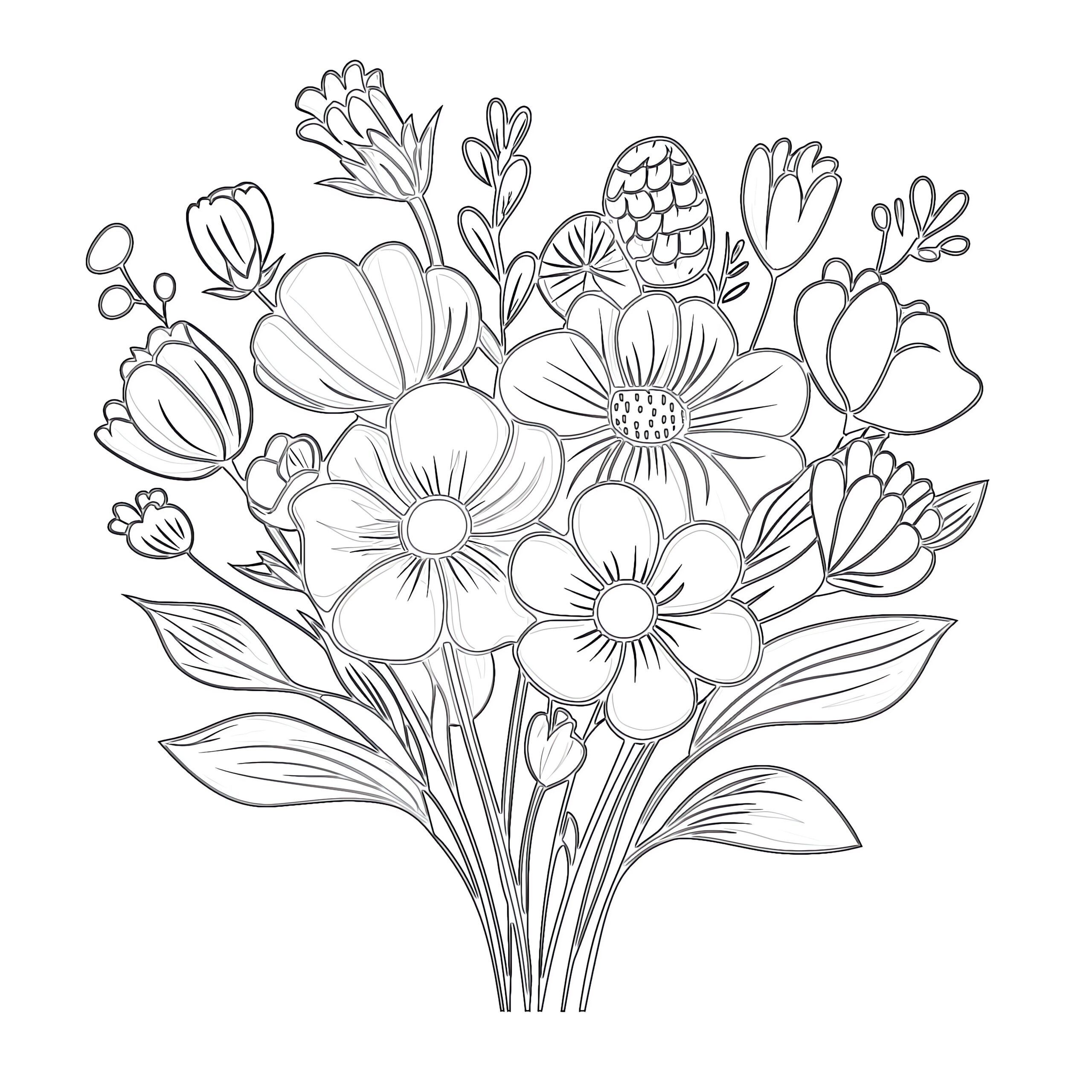 Flower Bouquet Colouring Pages Coloring Pages Mimi Panda