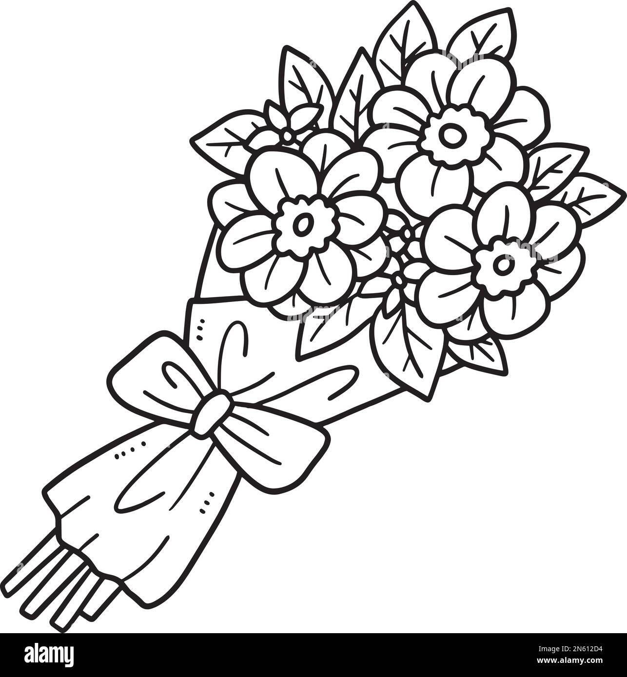 Flower Bouquet Isolated Coloring Page For Kids Stock Vector Image Art Alamy