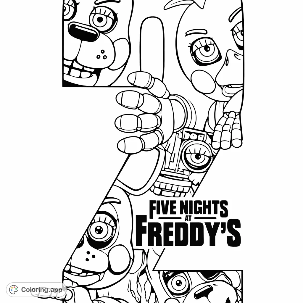 FNAF Animatronics Number Two Coloring app