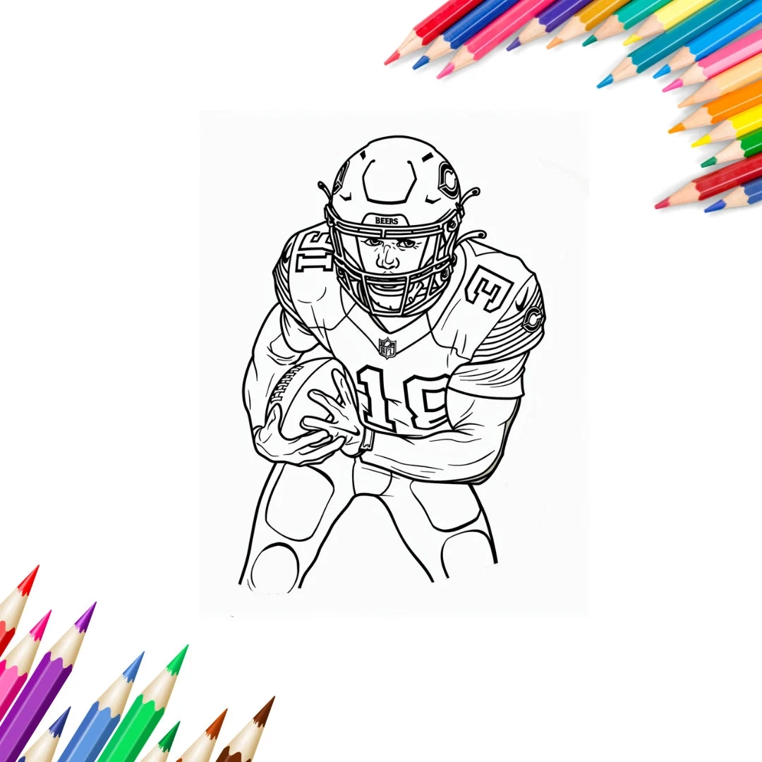 Football Coloring Pages Printable Kids Activity letter A4 Etsy