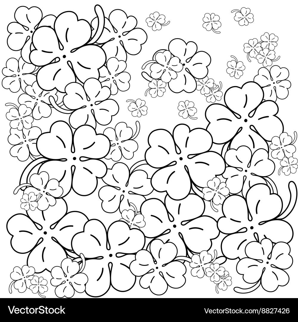 Four Leaf Clover Coloring Page Royalty Free Vector VectorStock Four Leaf Clover Coloring Page Royalty Free Vector VectorStock