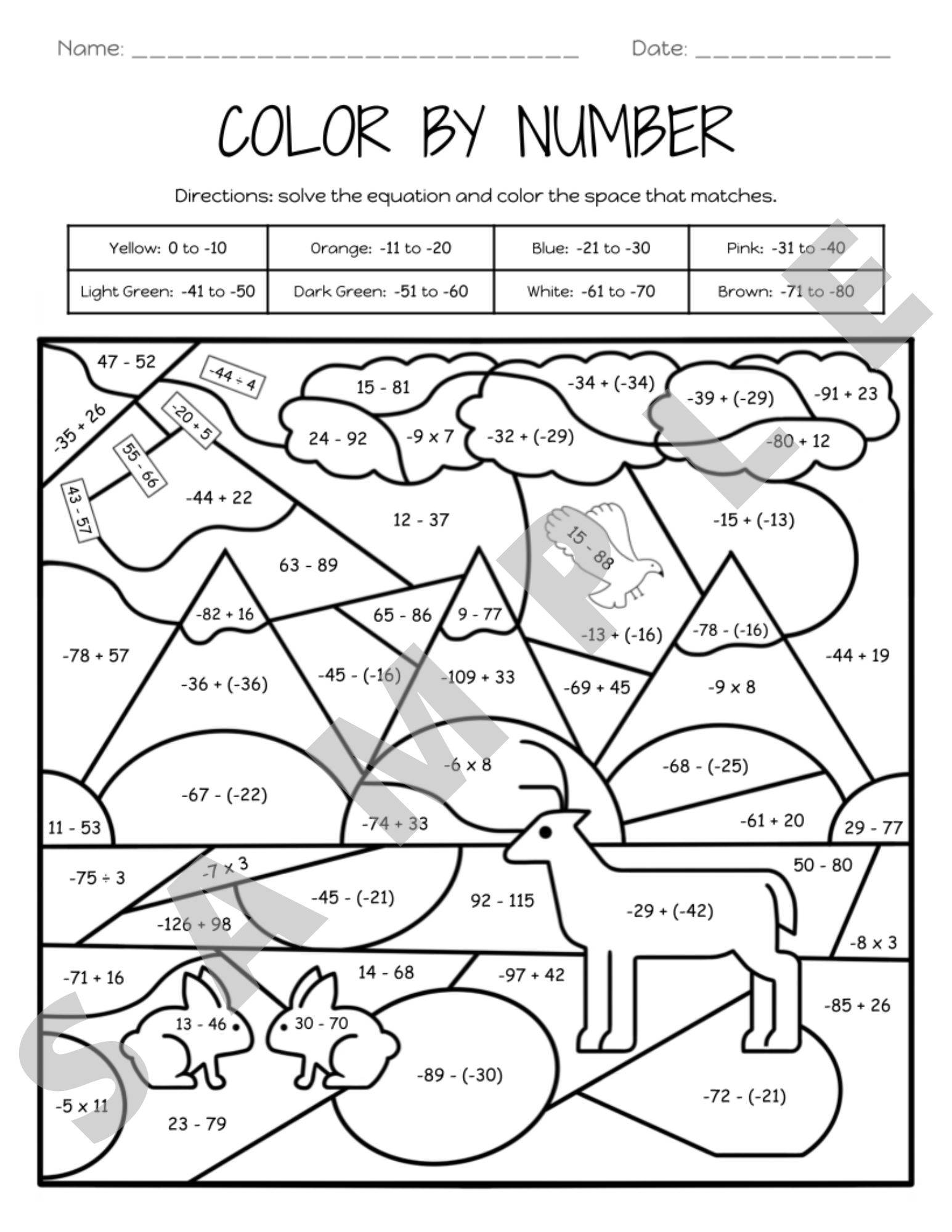 Free Adding Integers Color Worksheet Download Free Adding Integers Color Worksheet Png Images Free Worksheets On Clipart Library