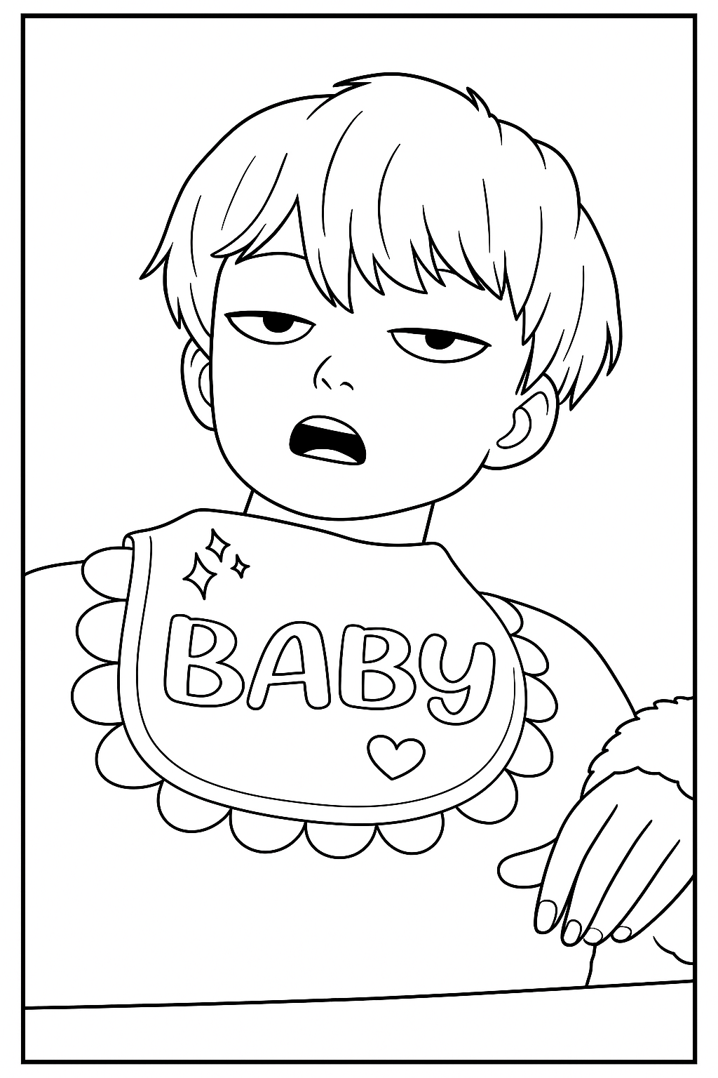 Free Baby Saja Spicy Challenge Close Up Coloring Pages Printable PDF No Login Saja Boys KPop Demon Hunters