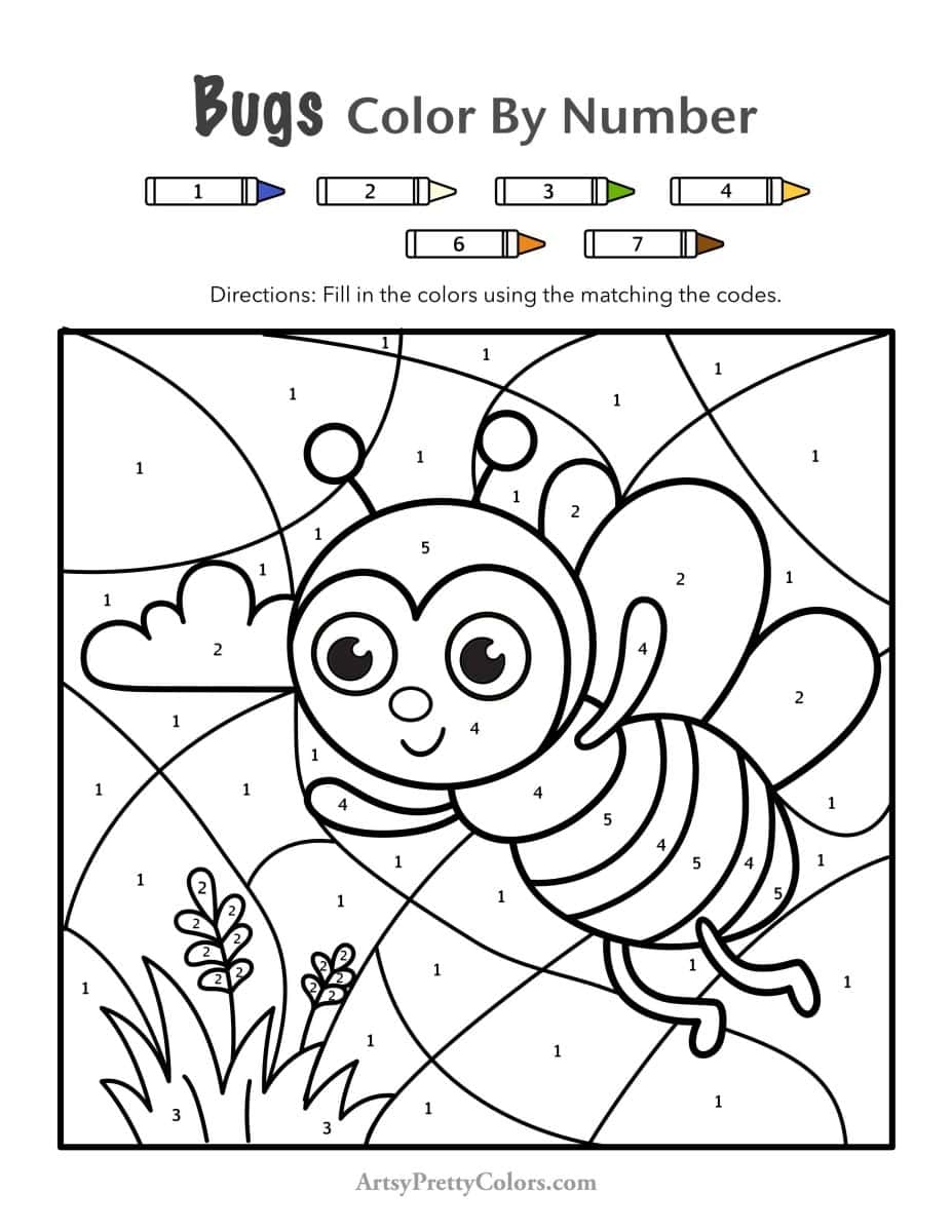 Free Bug Color By Number For Kids Artsy Pretty Colors