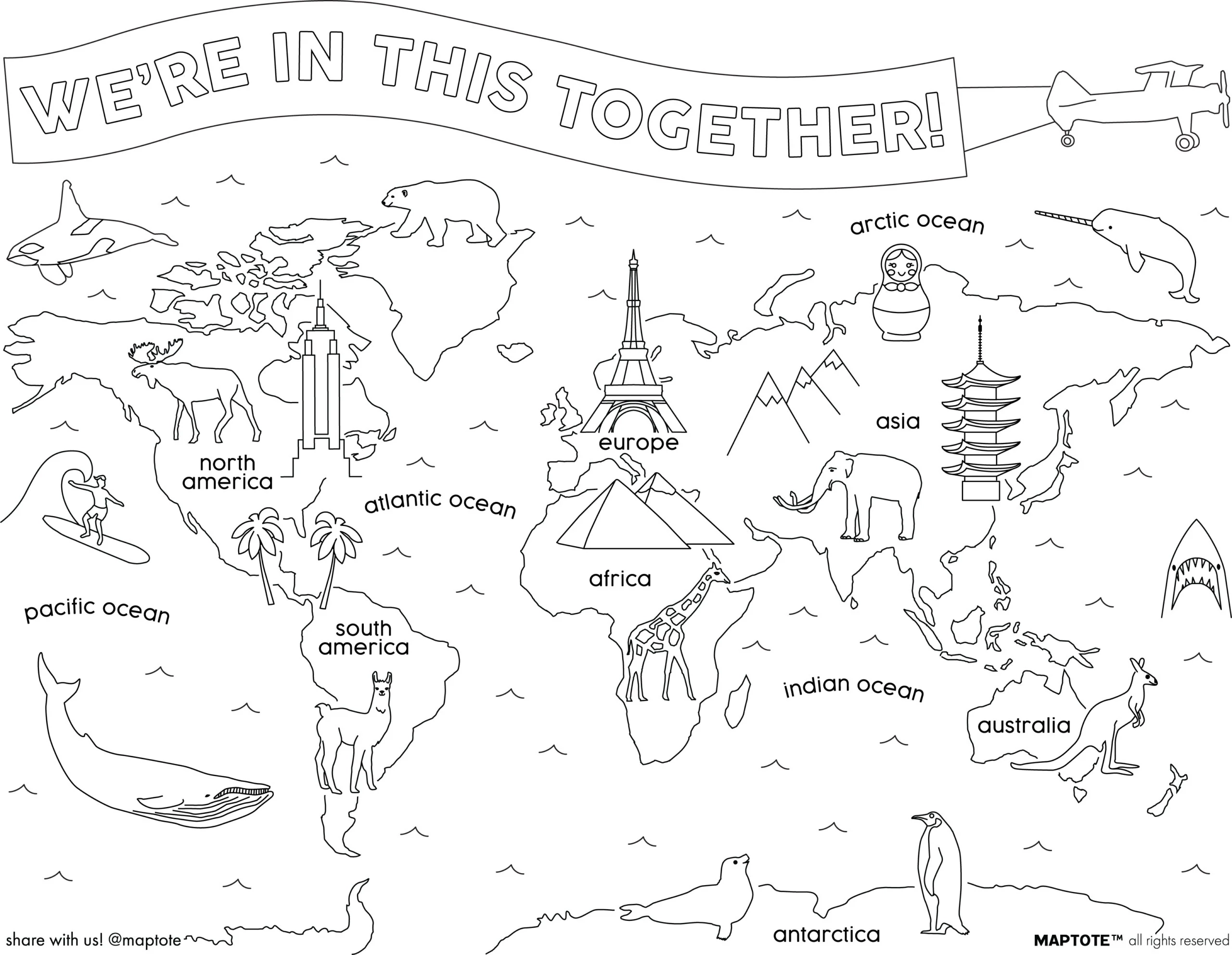 map world coloring page