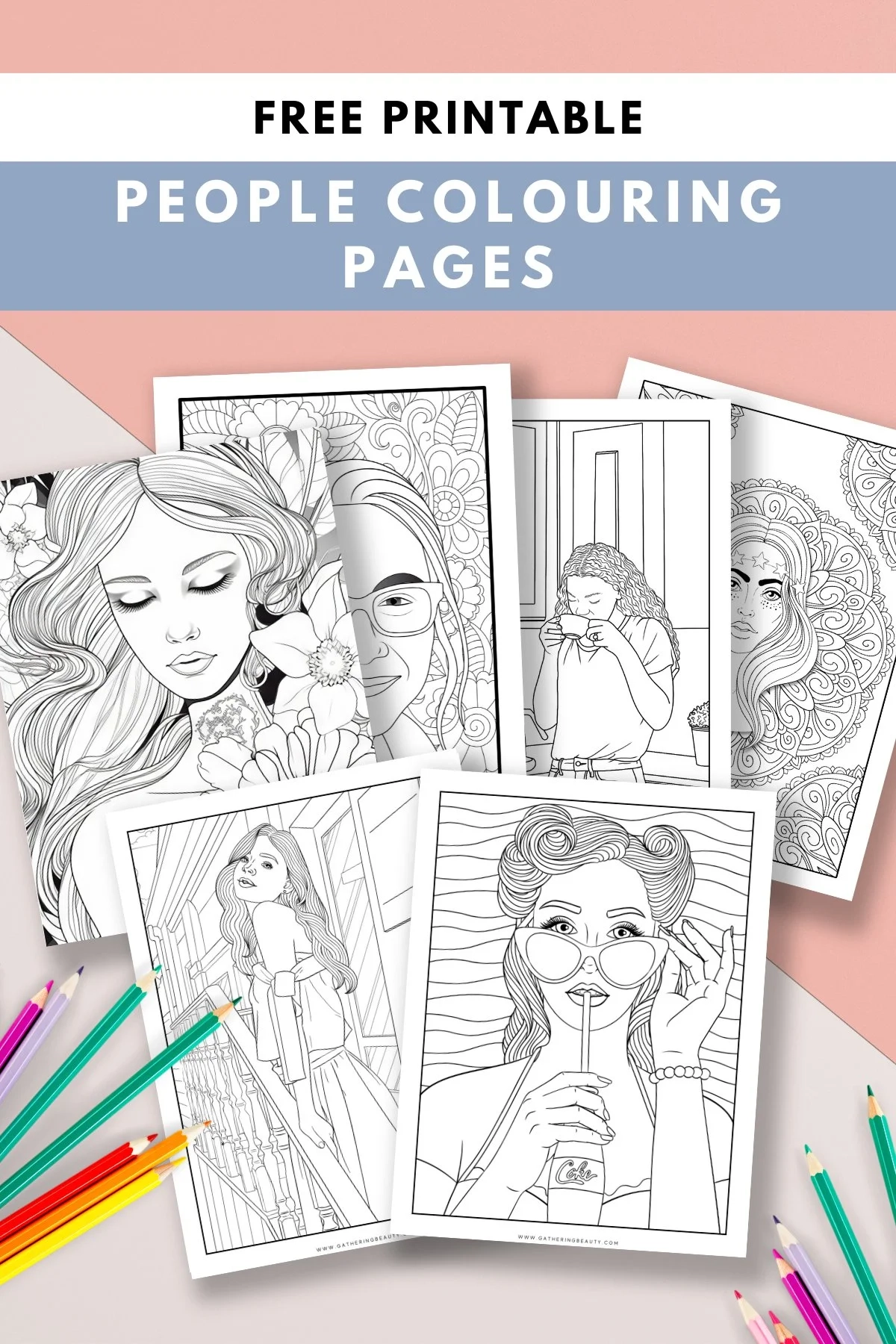 Free Colouring Pages Of People For Adults Gathering Beauty
