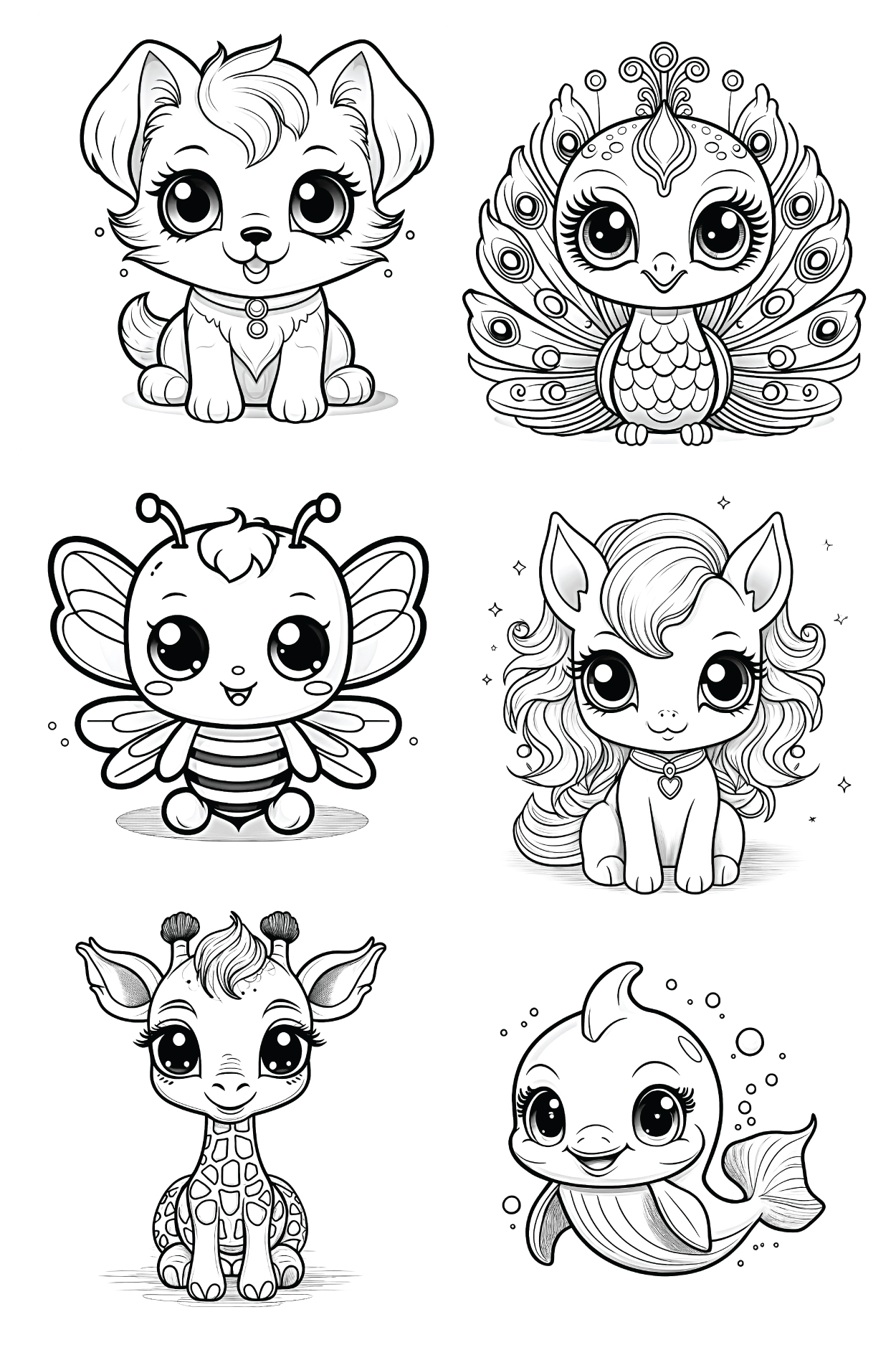 cute cartoon animals coloring pages