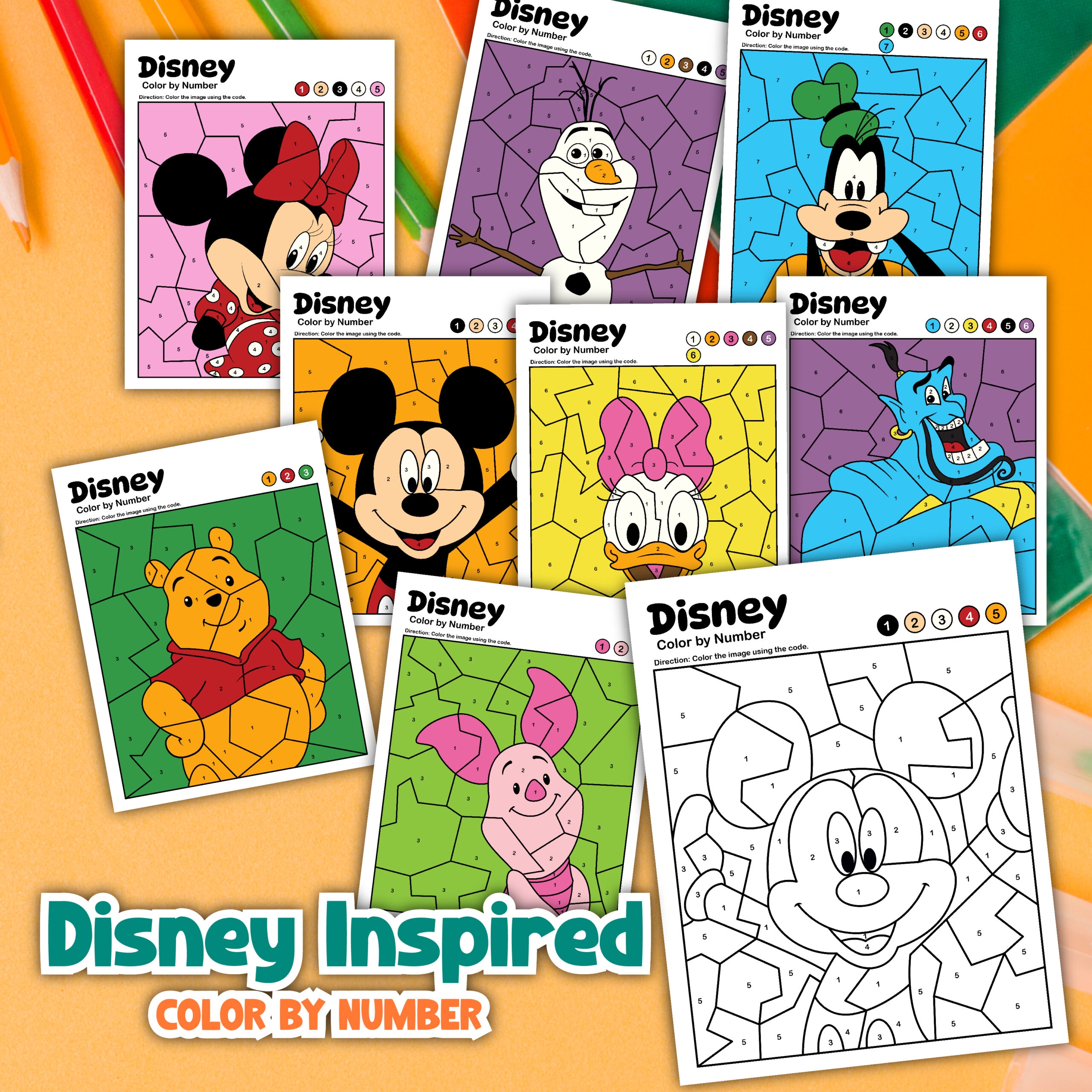 FREE Disney Color By Number Coloring Pages 8 Printables Leap Of Faith Crafting