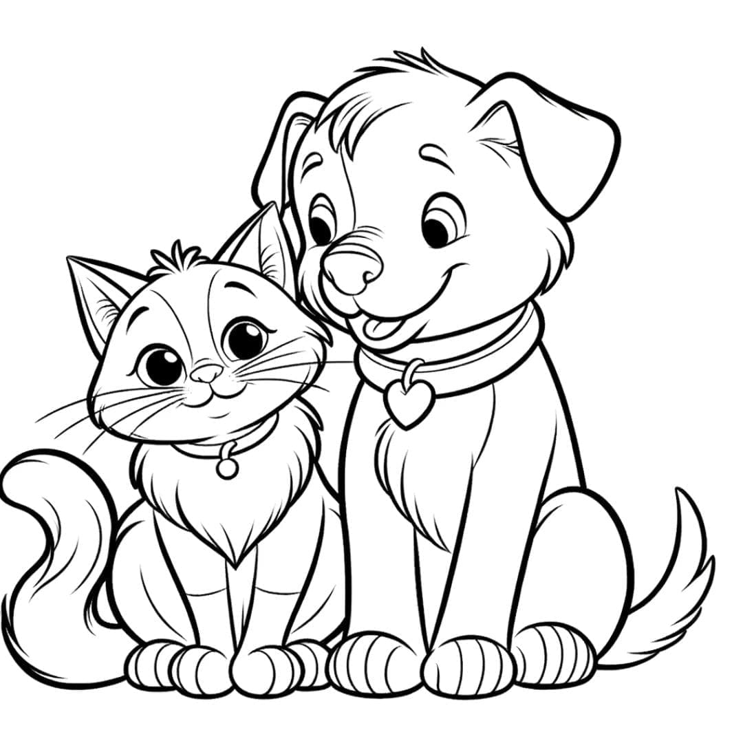 dog cat coloring pictures