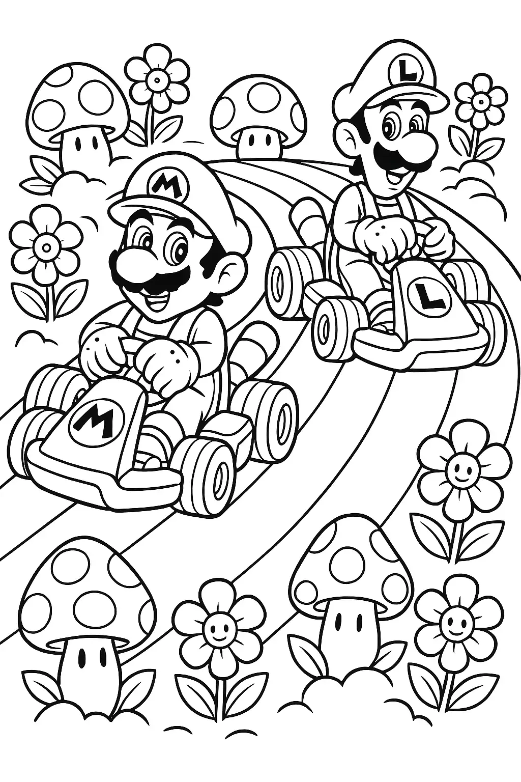 mario kart coloring page