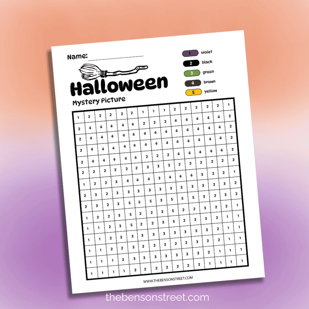 FREE Mystery Picture Color By Numbers Halloween Worksheets The Benson Street