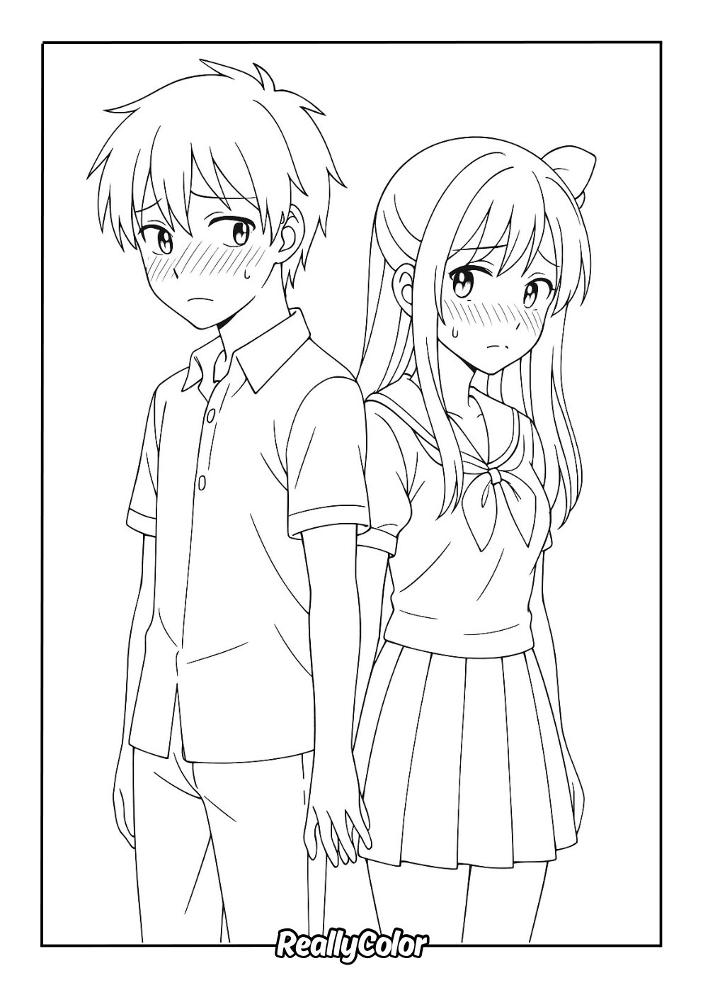 coloring pages of anime couples
