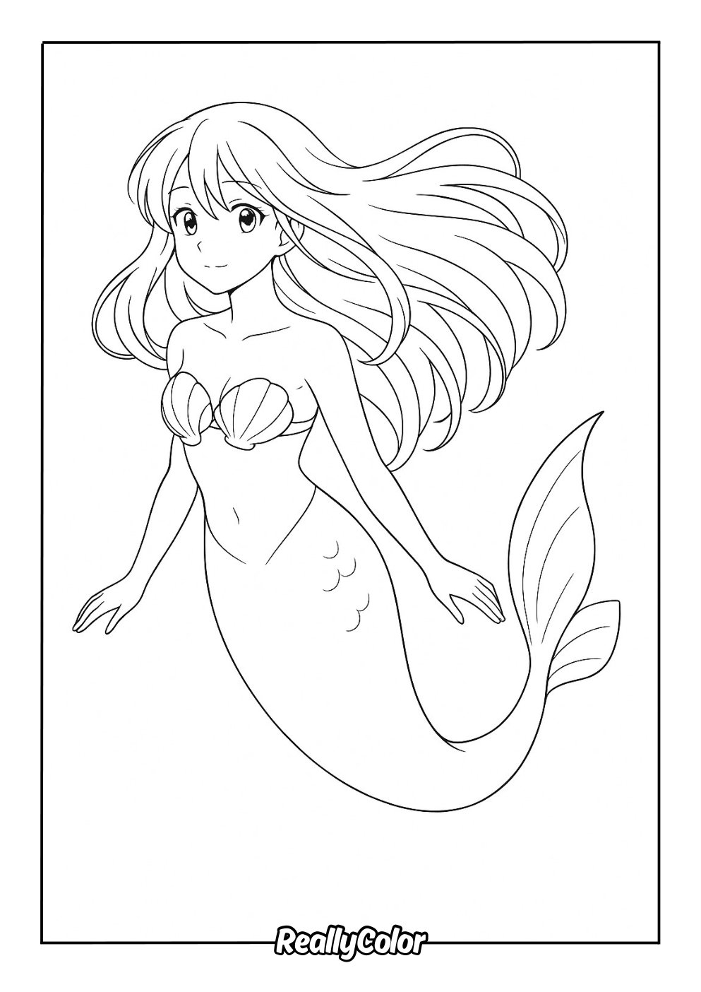 mermaid anime coloring pages