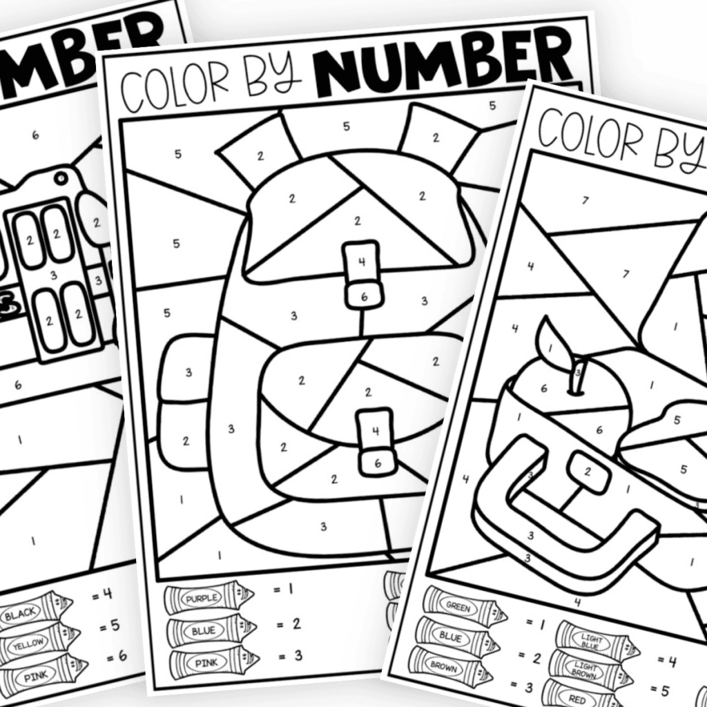 Free Printable Back To School Color By Number Worksheets The Benson Street
