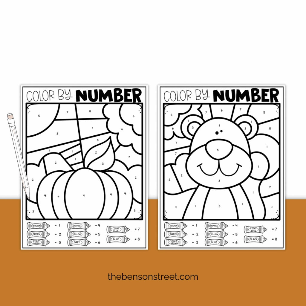 Free Printable Color By Number Fall Worksheets The Benson Street Free Printable Color By Number Fall Worksheets The Benson Street