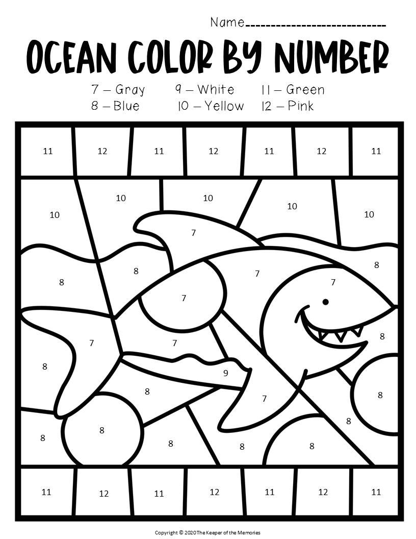 shark color by number