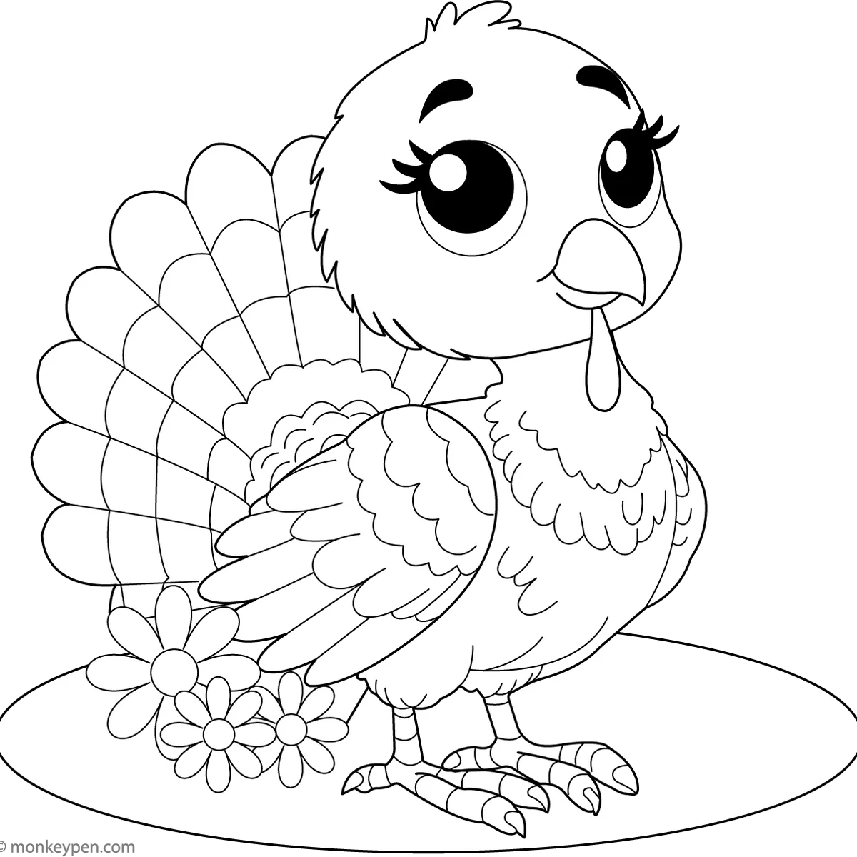 Free Printable Cute Turkey Coloring Page For Kids Fun