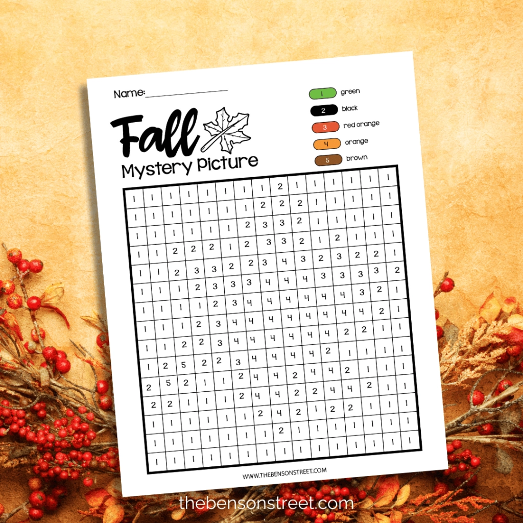 Free Printable Fall Color By Number Mystery Pictures Pixel Art