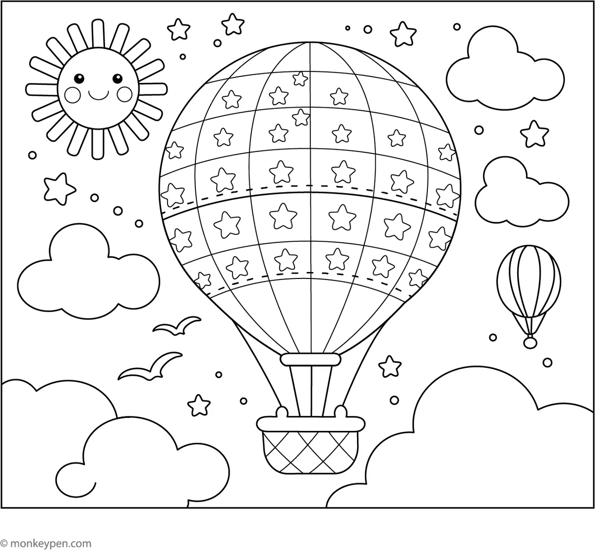 Free Printable Hot Air Balloon Coloring Page For Kids Fun