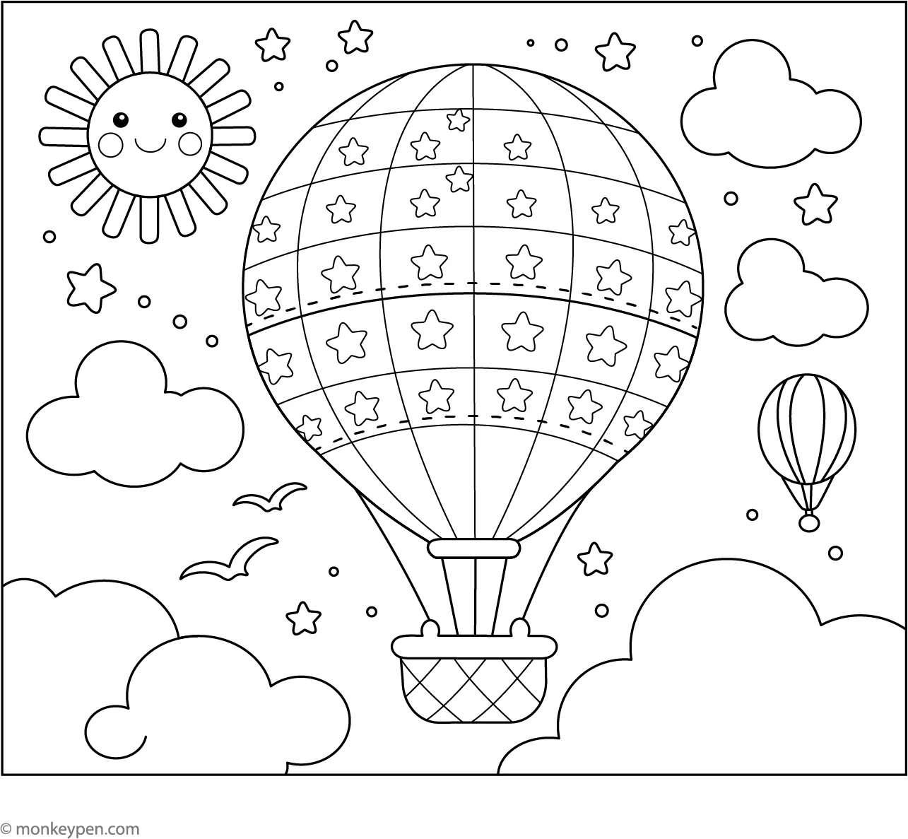 Free Printable Hot Air Balloon Coloring Page For Kids Fun
