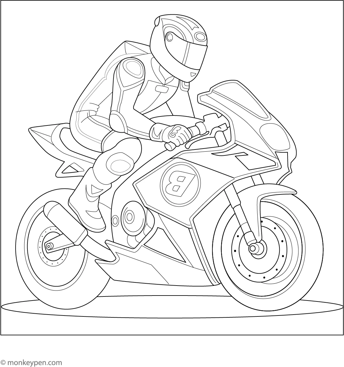 Free Printable Racer Motorbike Coloring Page For Kids Fun