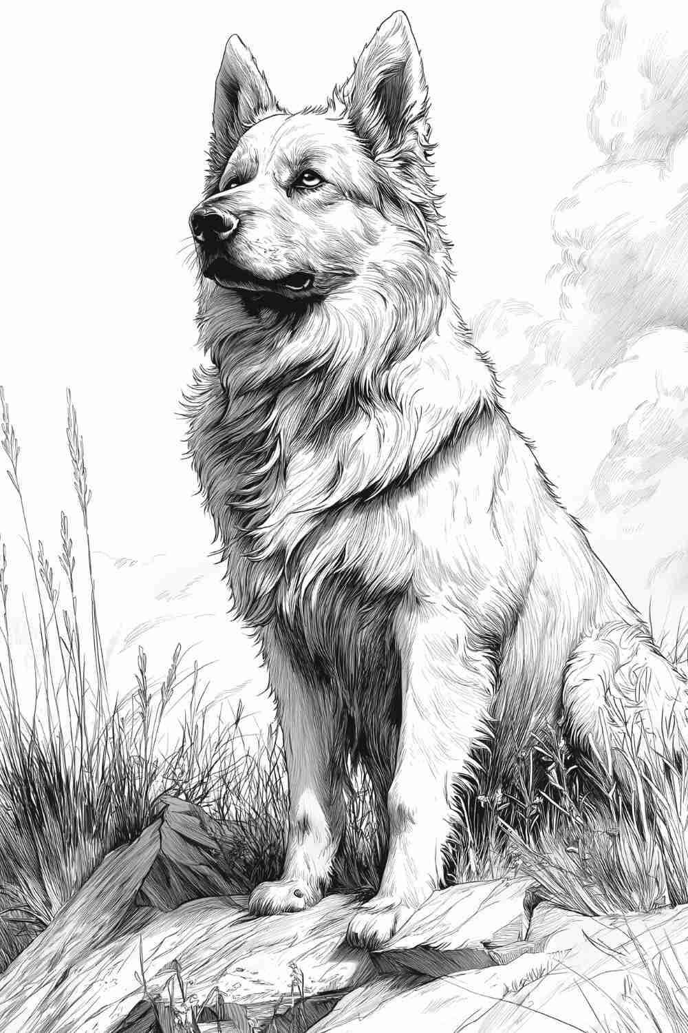 coloring pages german shepherd dog
