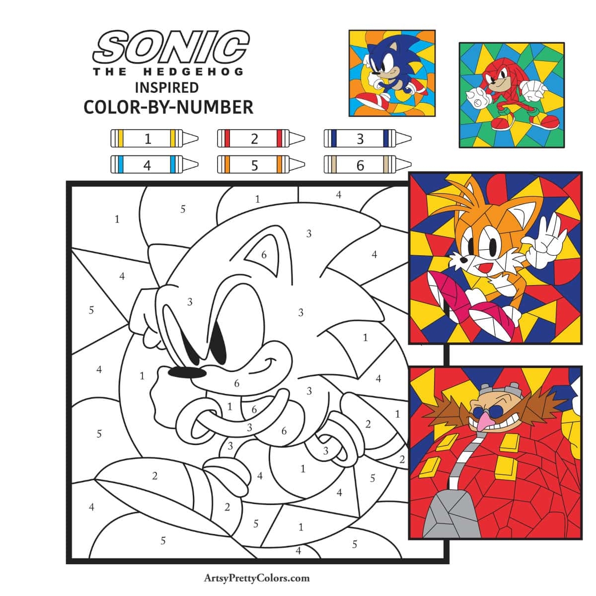 Free Sonic Color By Number Printables Artsy Pretty Colors