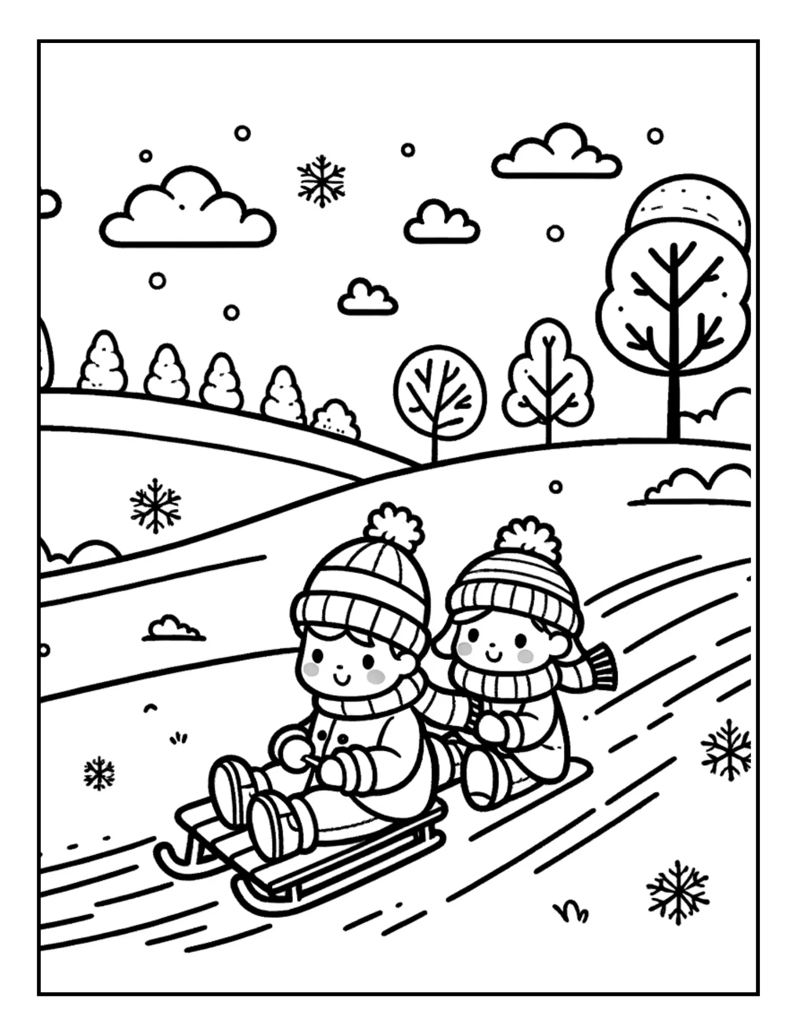 FREE Winter Wonderland Sledding Adventure Coloring Page Curious Learners Academy